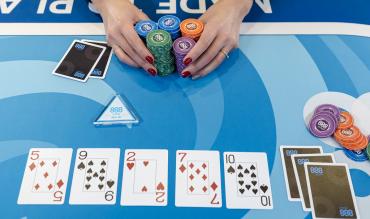 poker board and player betting chips