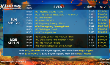 XL Autumn Series Complete Schedule 
